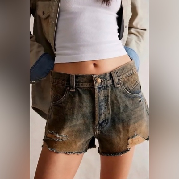 We The Free Pants - We The Free Distressed Denim Shorts Rust Detail SZ 30